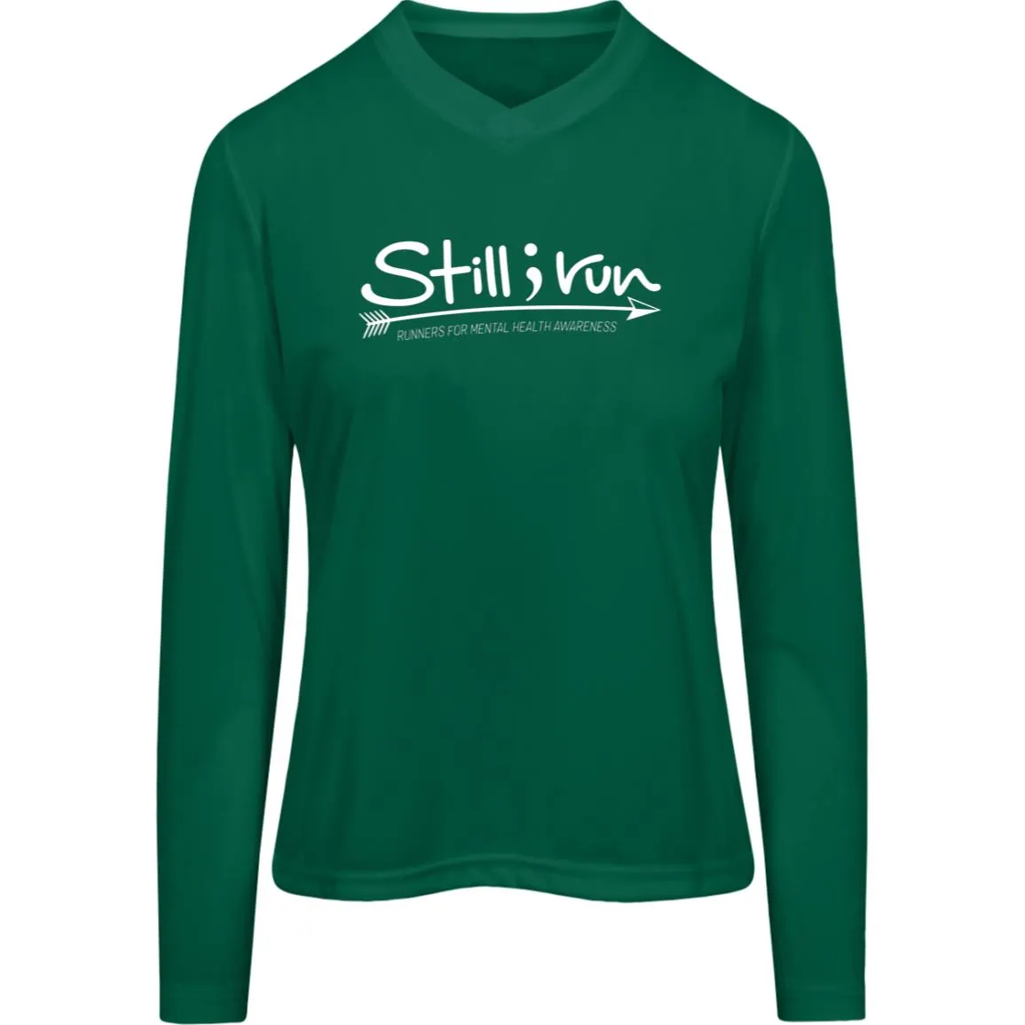 Still I Run Moisture Wicking V-Neck Long Sleeve Running Tee