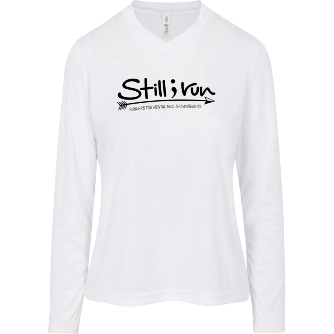 Still I Run Moisture Wicking V-Neck Long Sleeve Running Tee