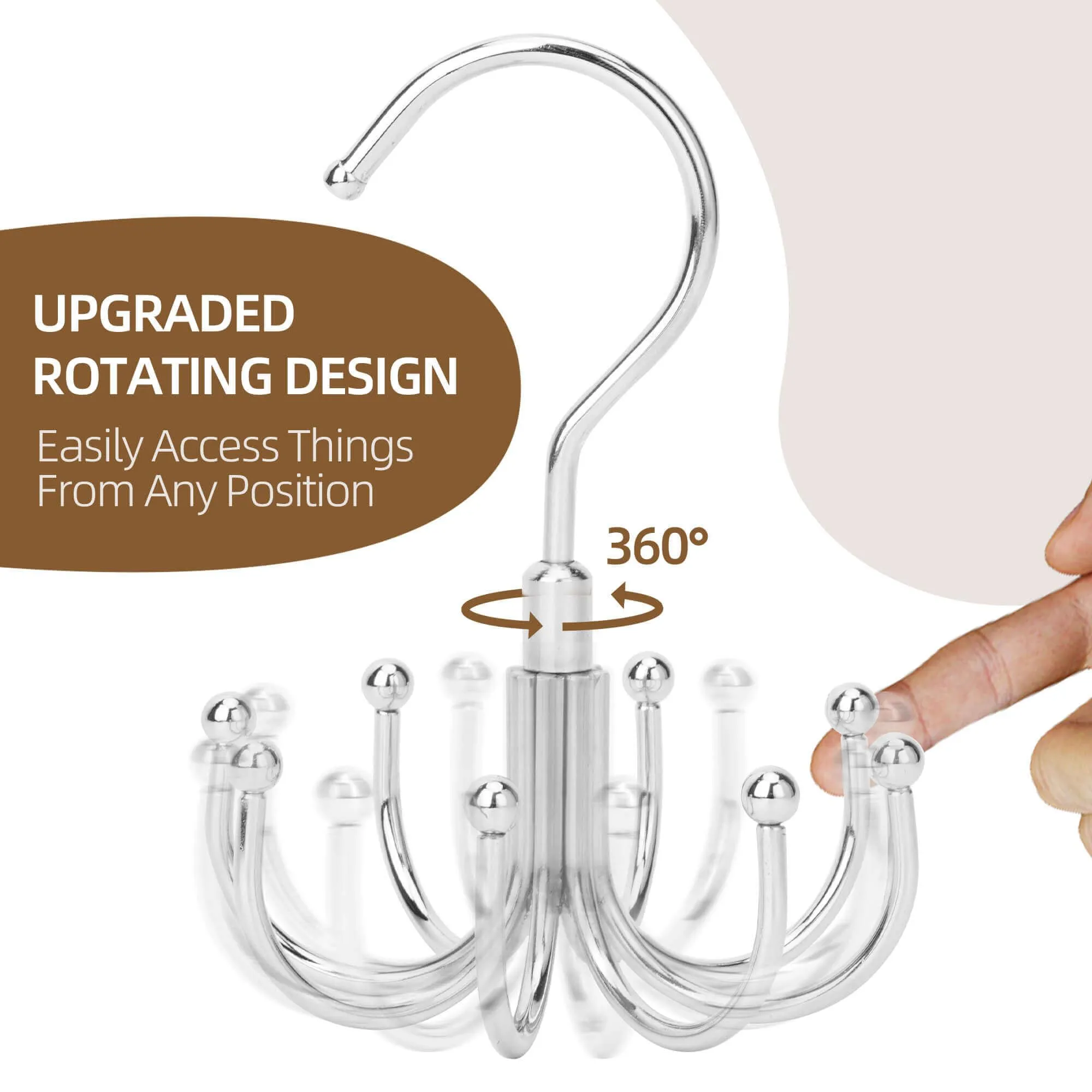 Tank Top Hanger, Rotatable Bra Organzier for Closet, Max 24 Storage Capacity Sport Bra Holder, Metal Space Saving Closet Organizers and Storage, Silver