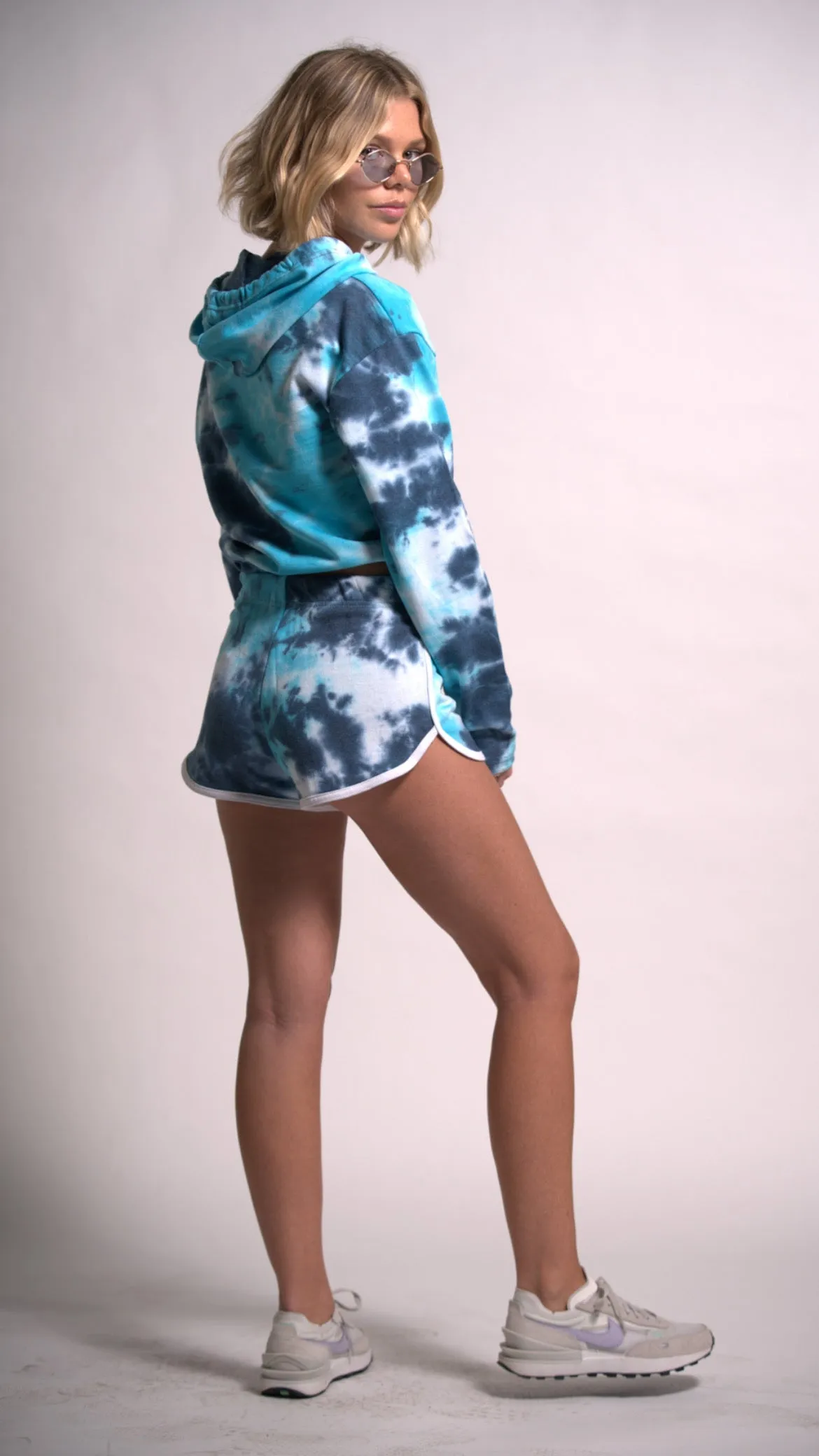 Tracksuits Sweatshirt Hoodie Tie Dye Outfit Shorts Two Piece Set
