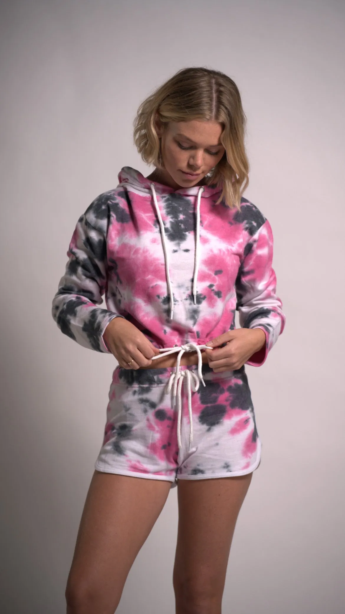 Tracksuits Sweatshirt Hoodie Tie Dye Outfit Shorts Two Piece Set
