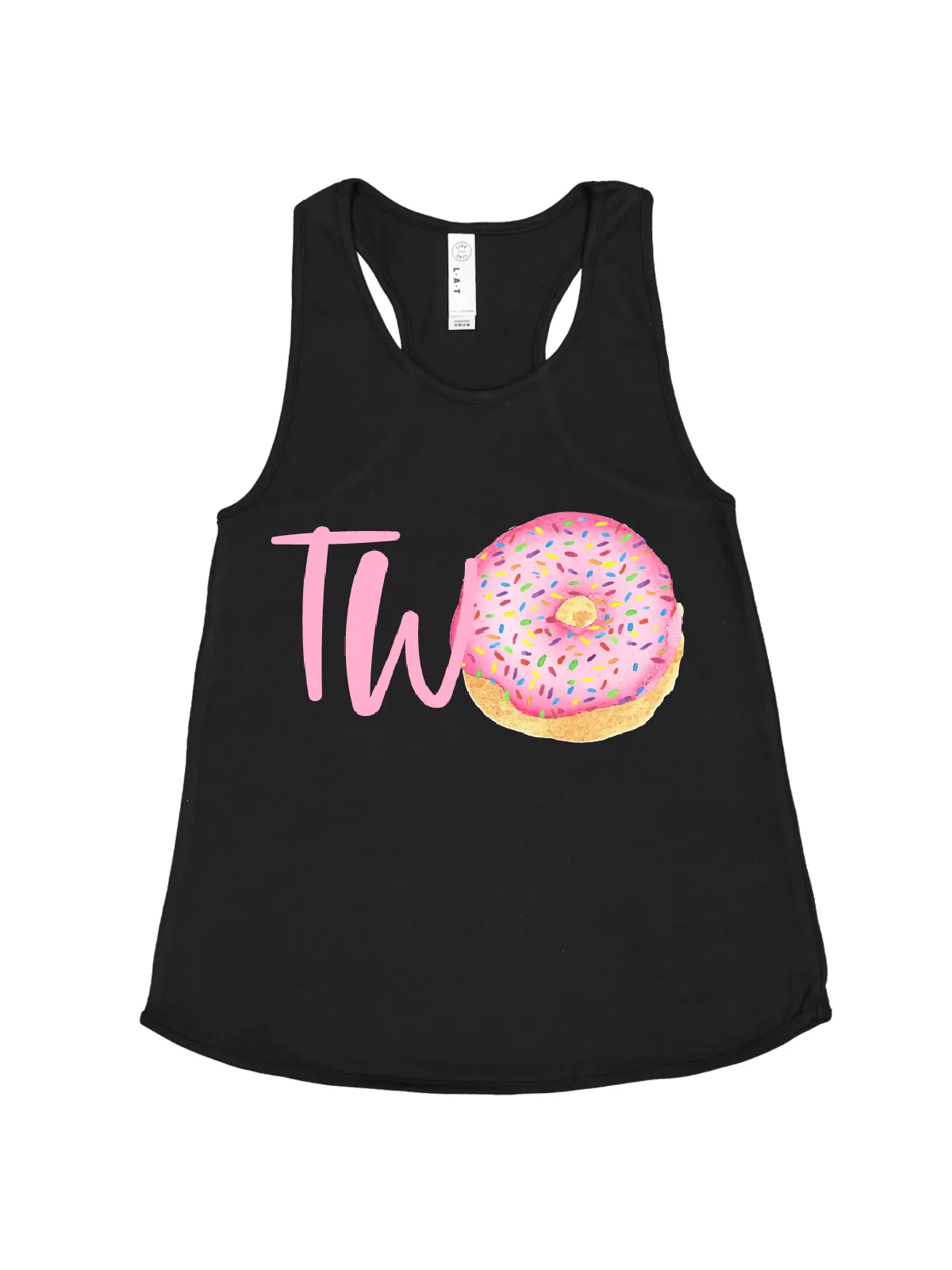 TWO Pink Sprinkles Donut Racerback Tank - White, Black, & Gray