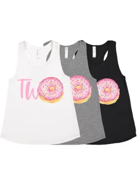 TWO Pink Sprinkles Donut Racerback Tank - White, Black, & Gray