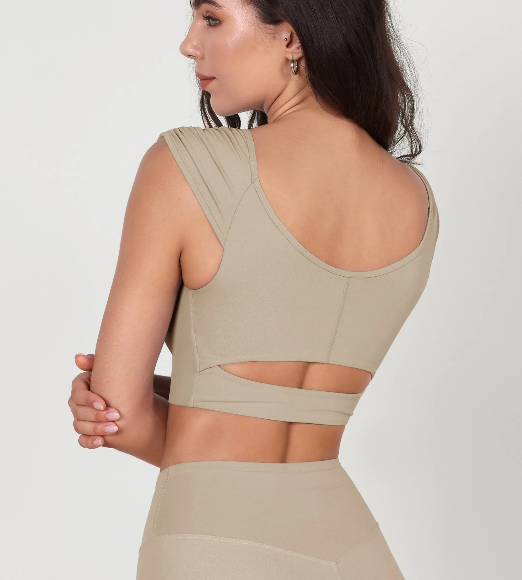 V-Neck Ruched Front Crop Tank
