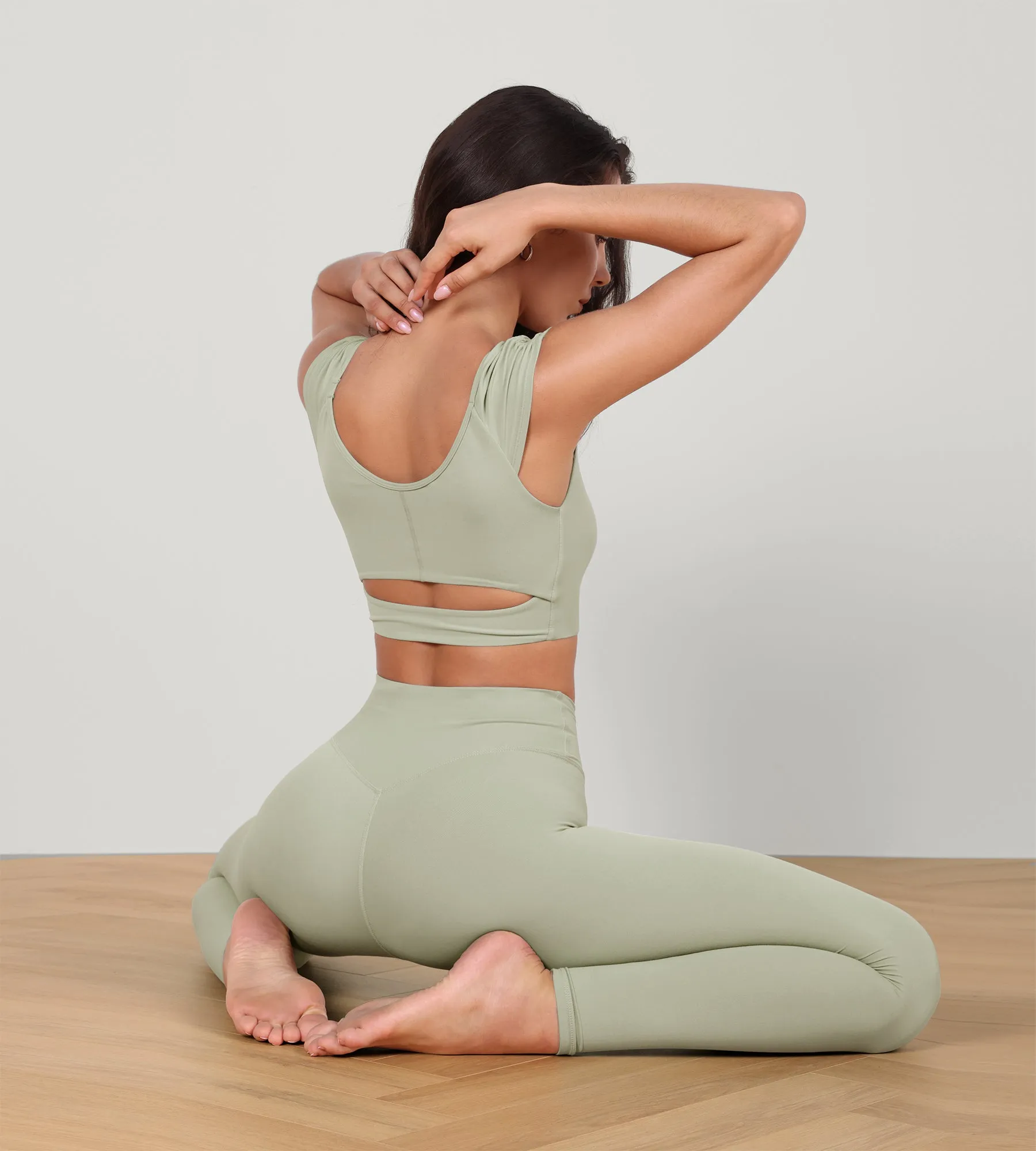 V-Neck Ruched Front Crop Tank