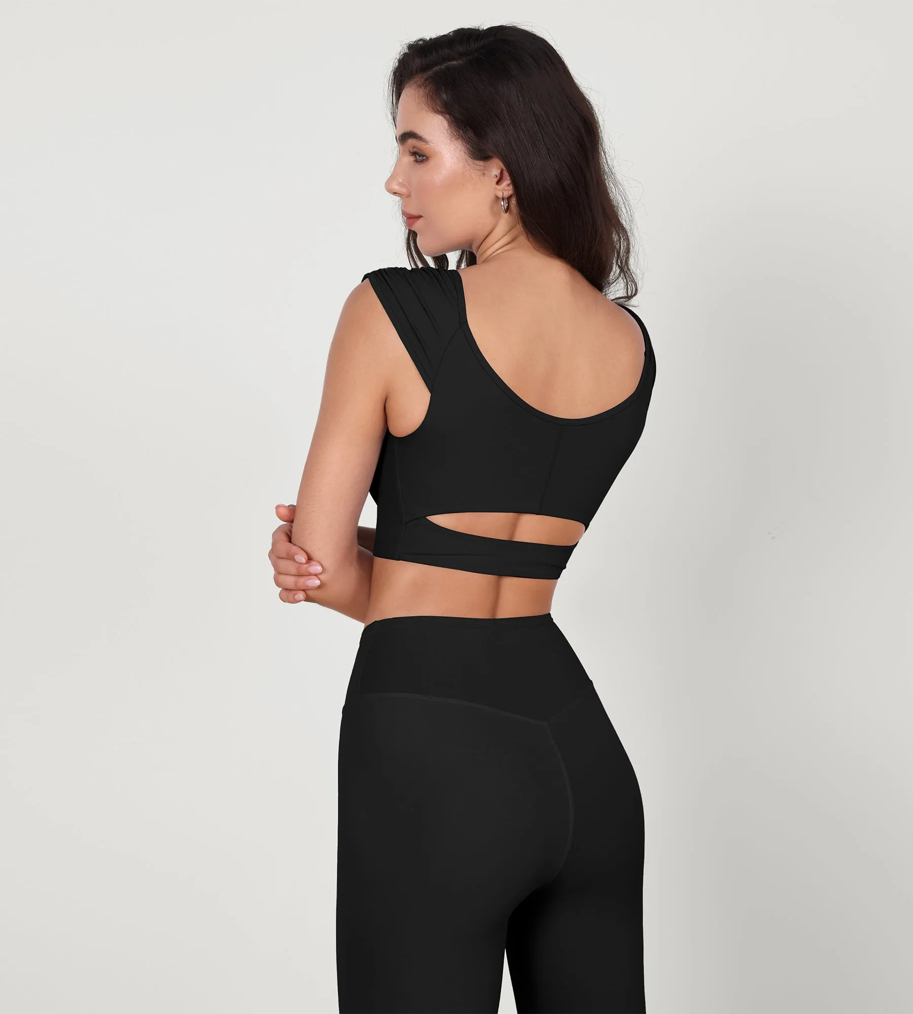 V-Neck Ruched Front Crop Tank