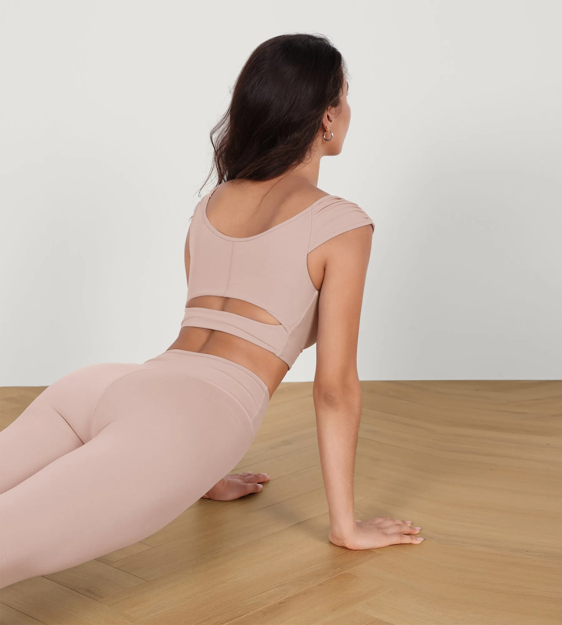 V-Neck Ruched Front Crop Tank