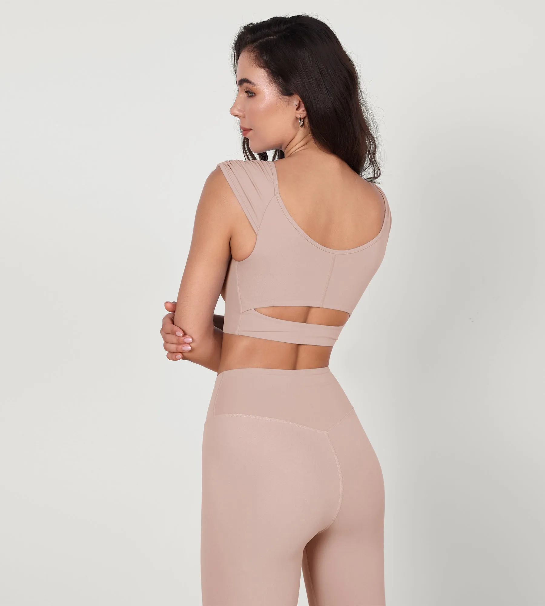 V-Neck Ruched Front Crop Tank