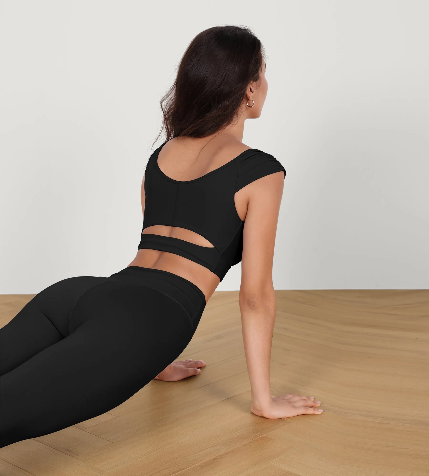 V-Neck Ruched Front Crop Tank