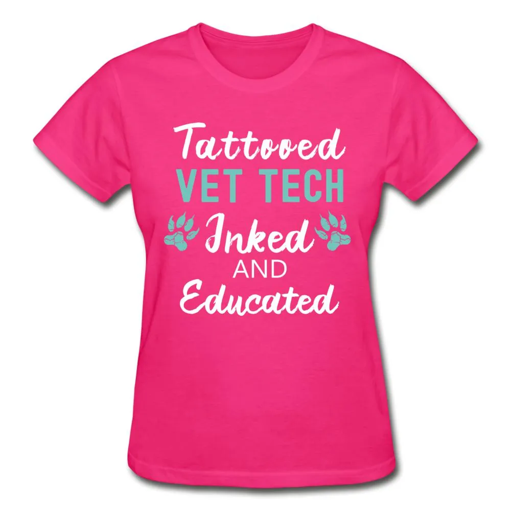 Vet Tech- Inked and Educated Gildan Ultra Cotton Ladies T-Shirt