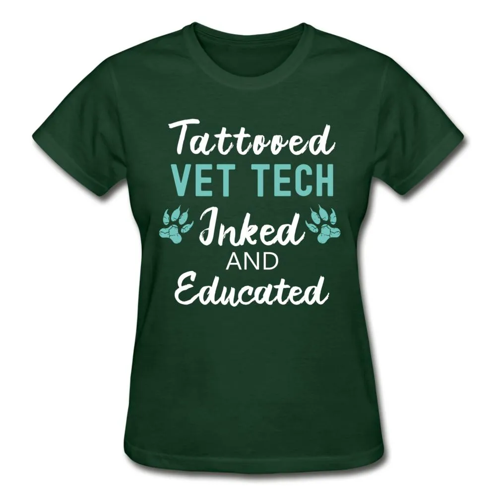 Vet Tech- Inked and Educated Gildan Ultra Cotton Ladies T-Shirt