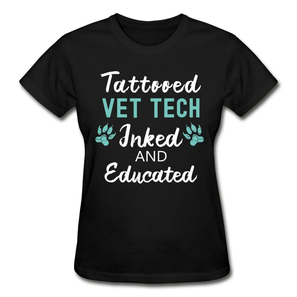 Vet Tech- Inked and Educated Gildan Ultra Cotton Ladies T-Shirt