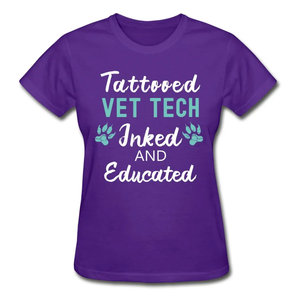 Vet Tech- Inked and Educated Gildan Ultra Cotton Ladies T-Shirt