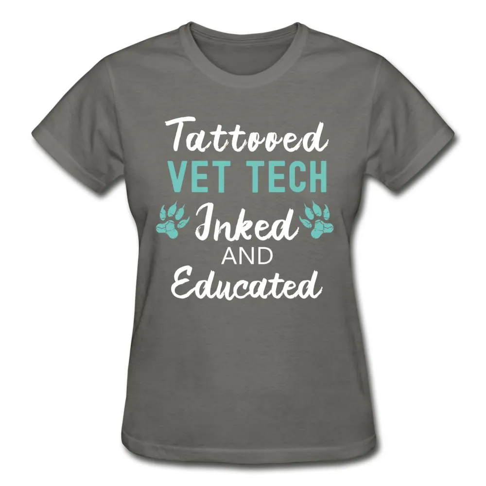Vet Tech- Inked and Educated Gildan Ultra Cotton Ladies T-Shirt