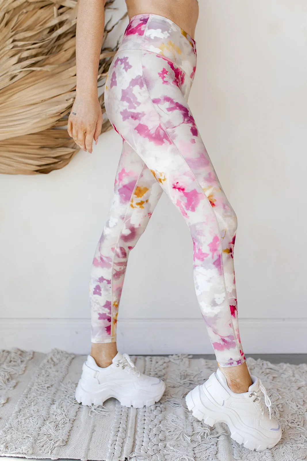watercolor floral highways leggings
