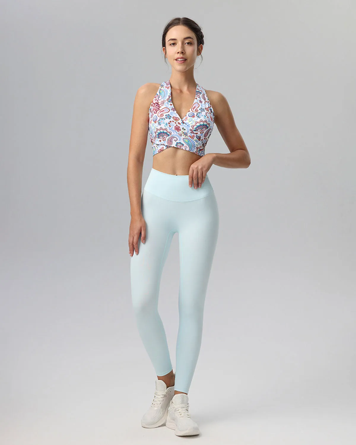 White Floral Backless Tank Top - Light Support