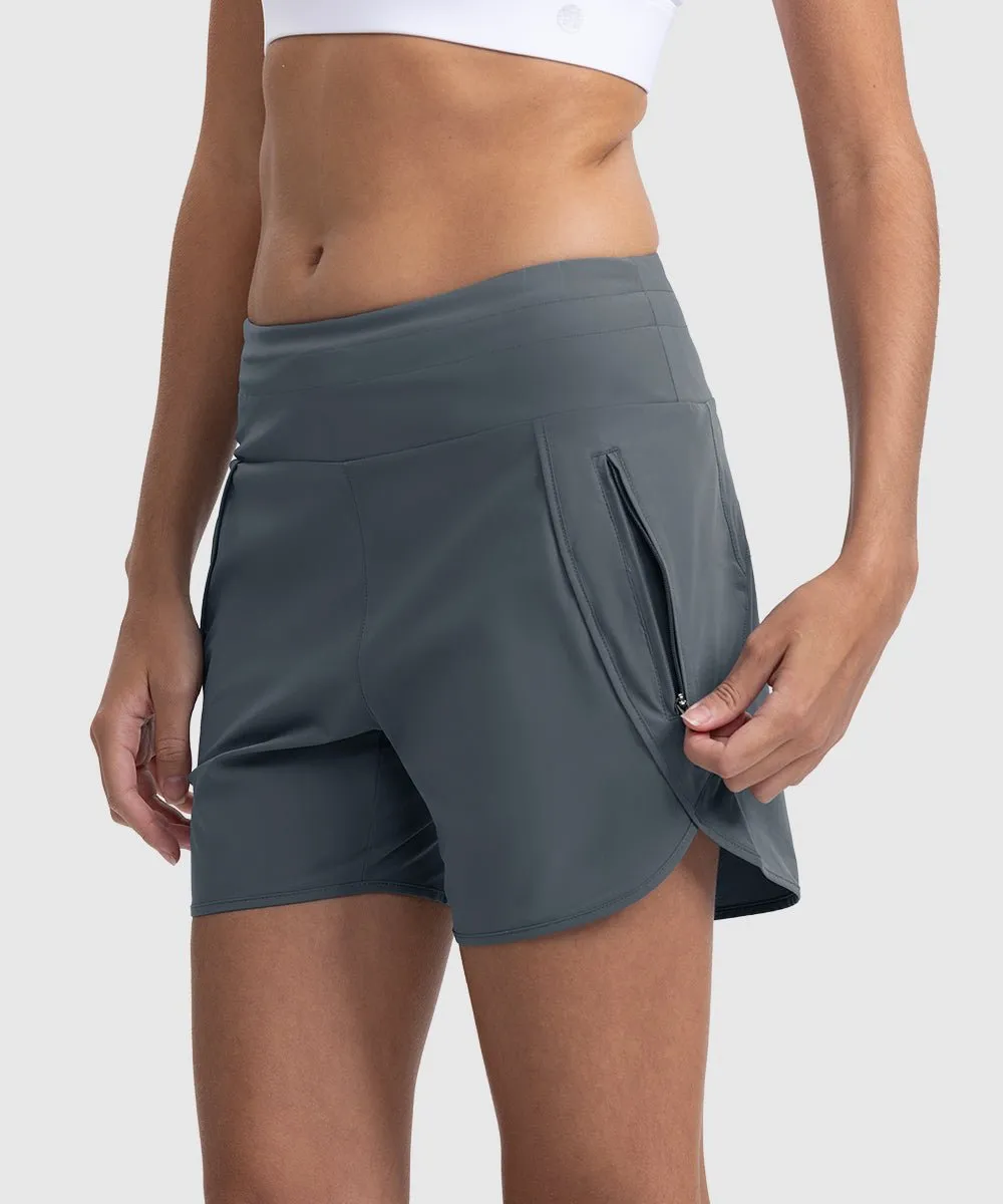 Women's 5" High Waisted Swim Board Shorts