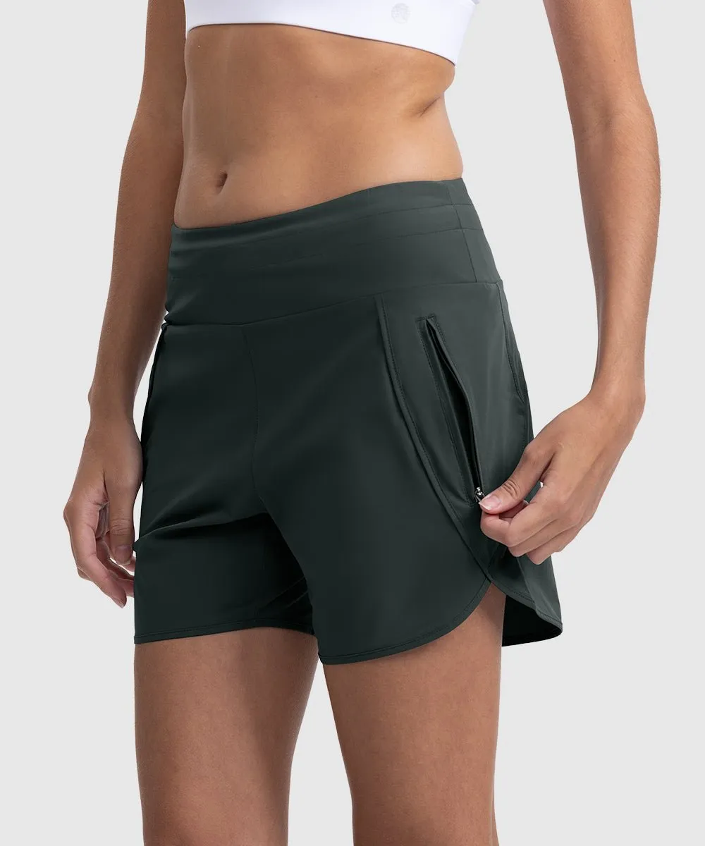 Women's 5" High Waisted Swim Board Shorts
