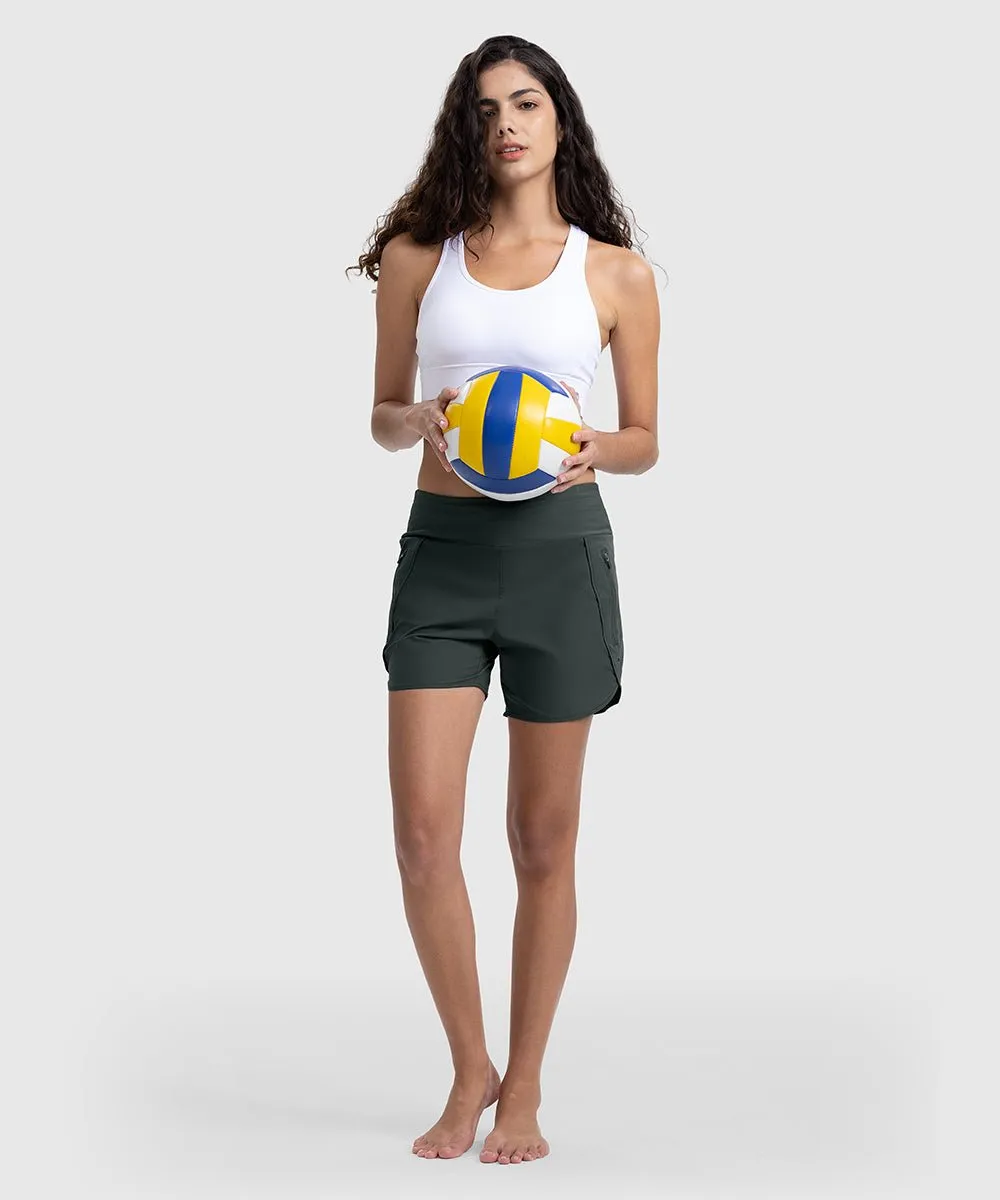 Women's 5" High Waisted Swim Board Shorts
