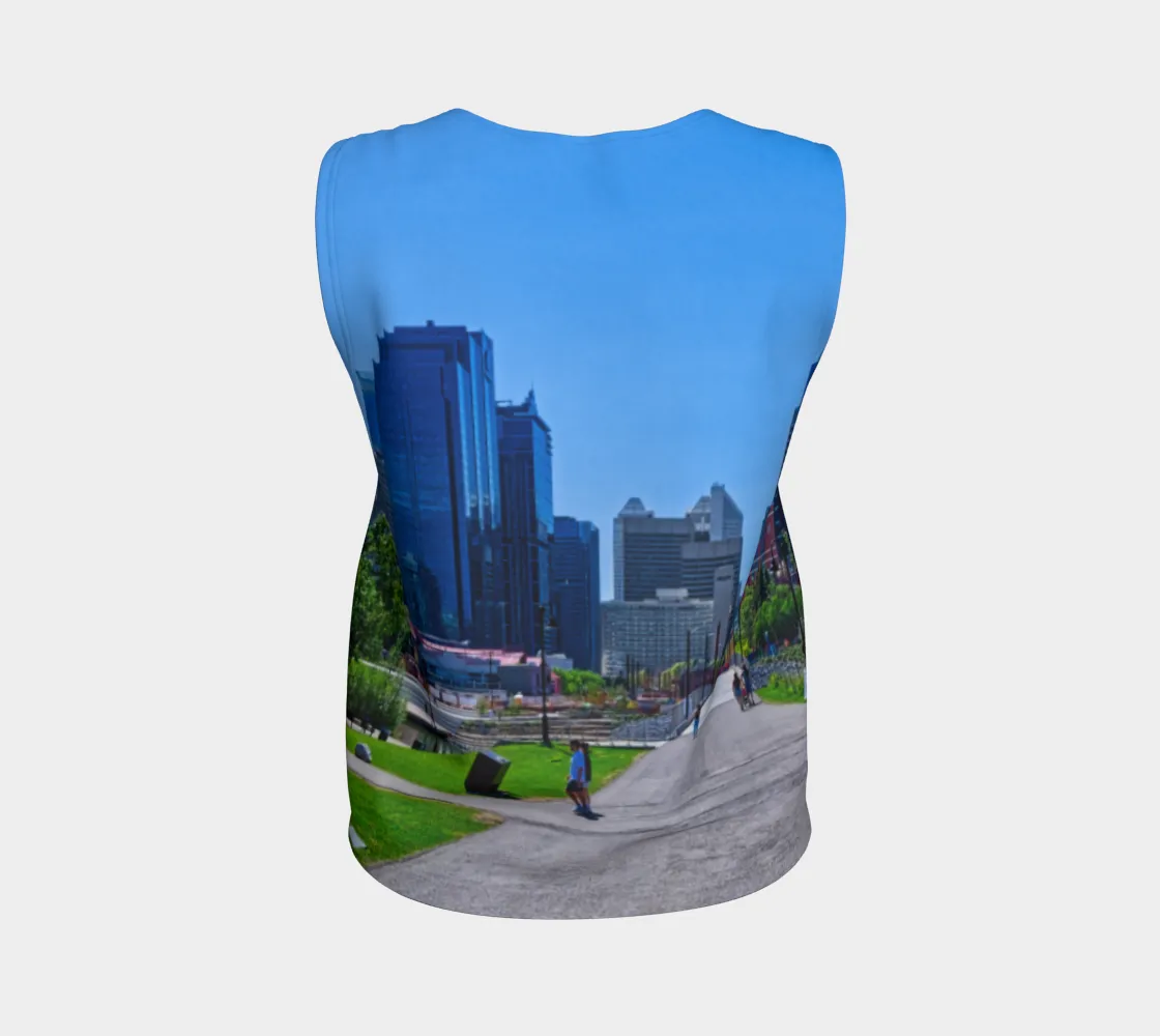 Women's All Over Loose Long Tank Top - Downtown Calgary Prince's Island Park HDR
