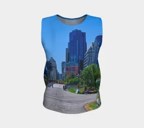 Women's All Over Loose Long Tank Top - Downtown Calgary Prince's Island Park HDR