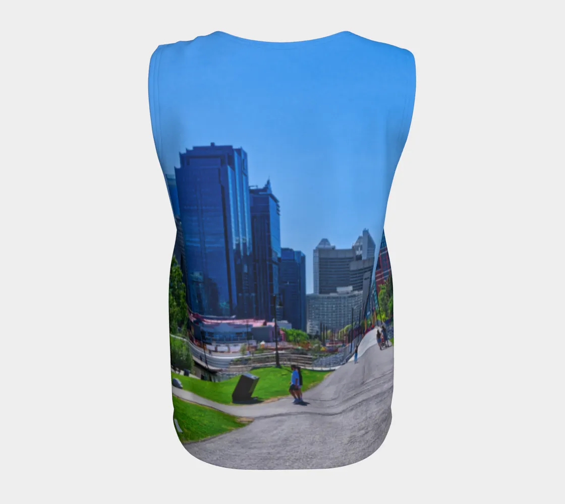 Women's All Over Loose Long Tank Top - Downtown Calgary Prince's Island Park HDR