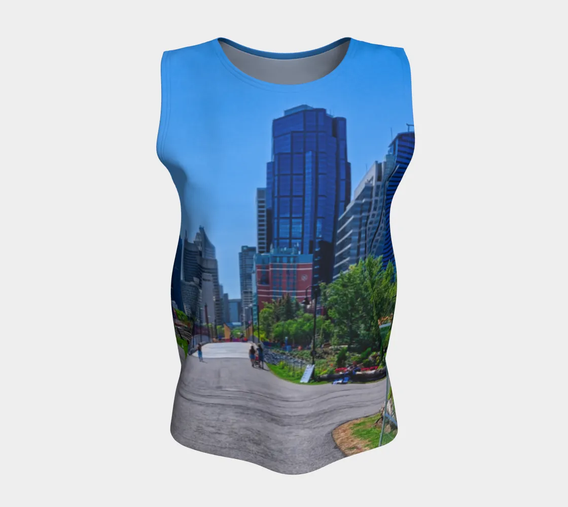 Women's All Over Loose Long Tank Top - Downtown Calgary Prince's Island Park HDR