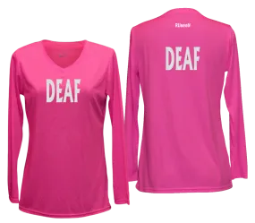 Women's DEAF Long Sleeve Shirt - Reflective or Black Text