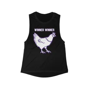 Women's Flowy Scoop Muscle Tank - Winner Winner Chicken Dinner