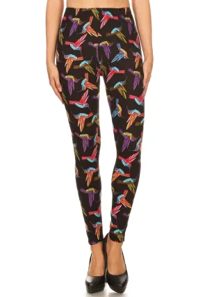 Women's Regular Hummingbird Pattern Printed Leggings