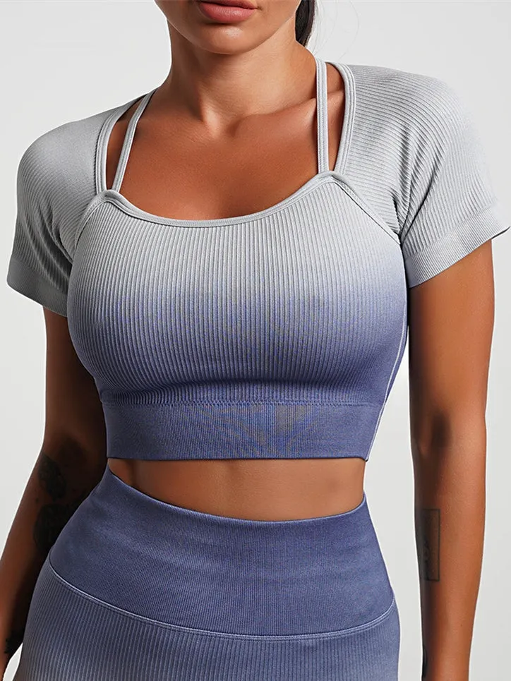 ZASUWA Female Fantasy Ombre Ribbed Sports Bras